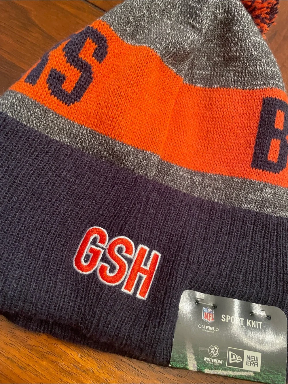 New Era Chicago Bears Kids Knit Pom Beanie - Navy, Orange, Gray C20